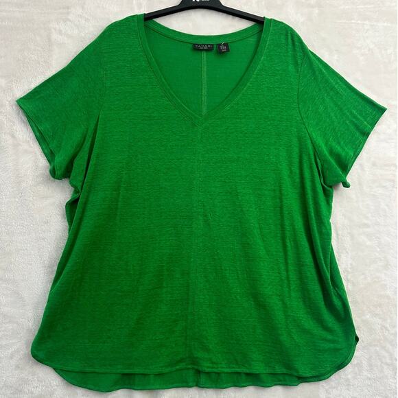 Tahari Tops - Tahari 100% Linen Green Top 3X Beachy Classic Summer